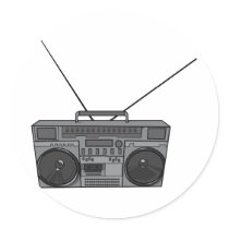 Boombox Ghetto Blaster Jambox Radio Cassette Round Sticker