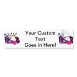 Boombox radio and hand graphic, word Music Bumper Sticker