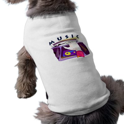 Boombox radio and hand graphic, word Music Pet Clothes by MusicianEvents