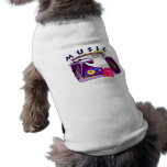 Boombox radio and hand graphic, word Music pet clothing