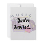 Boombox radio and hand graphic, word Music Personalized Invite