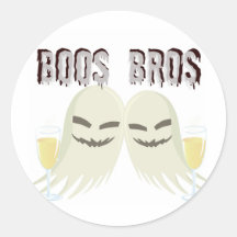 BOOS BROS GHOSTS WITH BOOZE FUNNY PRINT ROUND STICKER