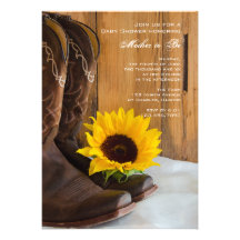 Boots and Sunflower Country Baby Shower Invitation