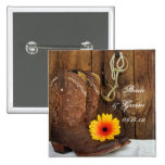 Boots, Daisy and Horse Bit Country Wedding Button buttons