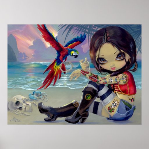 Bootstrap Betsy ART PRINT Pirate Tattoo Girl
