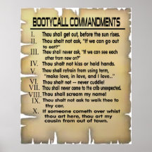 Booty Call Commandments. -- Poster