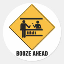 Booze Ahead Round Stickers