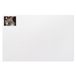 Boquet of pink roses red heart ribbon green stems stationery design