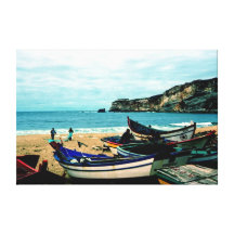Bord de la mer IV du Portugal - bateaux colorés su Impressions Sur Toile