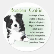 Border Collie Art Gifts Round Sticker