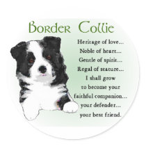 Border Collie Art Gifts Round Sticker