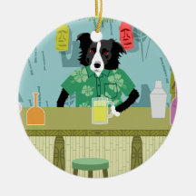 Border Collie Bamboo Tiki Bar Ornament
