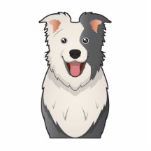 Border Collie Cartoon Portrait Photo Cutouts