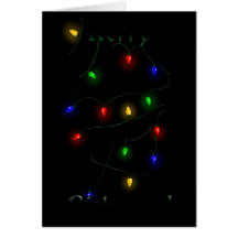 Border Collie Christmas Lights Cards