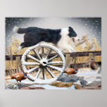Border Collie Jumping wagon wheel posters