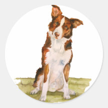 Border Collie Round Stickers