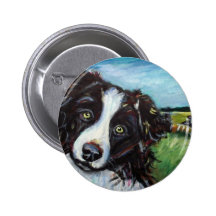 Border collie smile pinback buttons