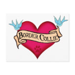 Border Collie Tattoo Heart Post Card