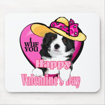 Border Collie Valentine's Day Gifts Mouse Mats by DogsByDezign