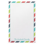 Border of Diagonal Stripes Customized Stationery