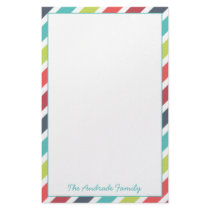 Border of Diagonal Stripes Customized Stationery