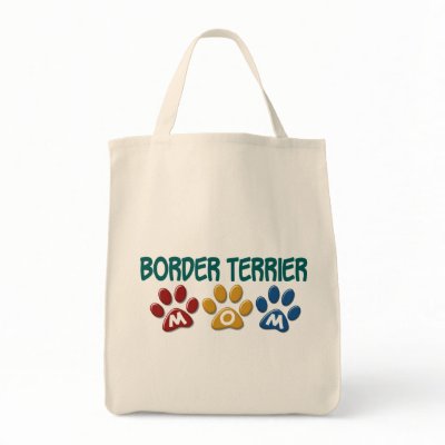 BORDER TERRIER MOM Paw Print 1 Canvas Bags by poochloverstuff