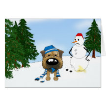Border Terrier Winter Scene Greeting Cards