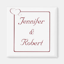 Bordered Hearts Ruby Refrigerator Magnet
