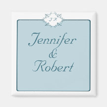 Bordered Monogram Teal Fridge Magnet