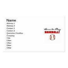 Born to Play Baseball T-shirts and Gifts Business Card Templates