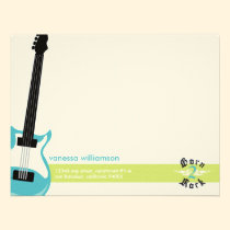 Born to Rock! Custom Flat Note Cards (aqua) invitations