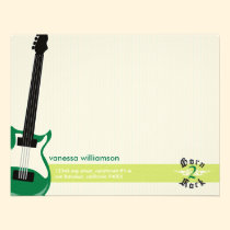 Born to Rock! Custom Flat Note Cards (green) invitations