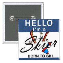 Born To Ski Pinback Button