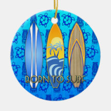 Born To Surf Christmas Ornaments
