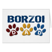 BORZOI DAD Paw Print 1 Card