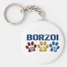 BORZOI DAD Paw Print 1 Key Chain