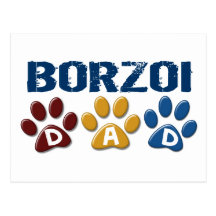 BORZOI DAD Paw Print 1 Post Cards
