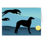 Borzoi Dogs Chasing Ball Cards