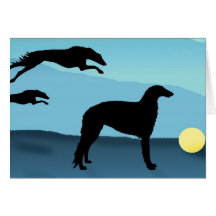 Borzoi Dogs Chasing Ball Cards
