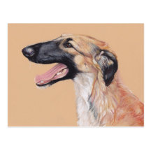 Borzoi Russian Wolfhound Dog Art Postcard