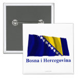 Bosnia and Herzegovina Waving Flag Name in Bosnian Pins
