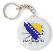 Bosnia Herzegovina Flag Map 2.0 Keychains