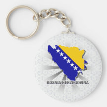 Bosnia Herzegovina Flag Map 2.0 Keychains