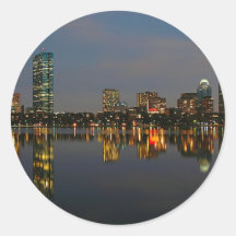 Boston Backbay at Night Round Stickers