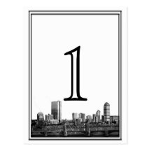Boston Destination Wedding Table Number Postcards
