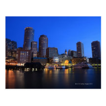 Boston Harbour and skyline.  Boston is one of the  Post Card