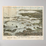 Boston Harbour MA 1920 Antique Panoramic Maps Posters