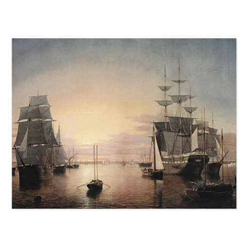 Boston harbour postcard