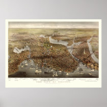 Boston, MA Panoramic Map - 1873 Poster