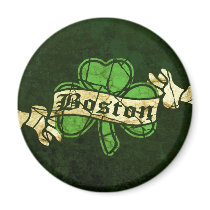 Boston Shamrock Vintage Style Refrigerator Magnets